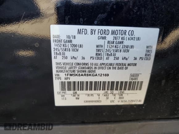 ✅ 2019 Ford Police Interceptor Utility • VIN: 1FM5K8AR8KGA12169 • Lot: 80261845. Wystawiony na Copart z przebiegiem 98 360 mil. Bezpłatny archiwum sprzedaży aukcyjnych z USA i szczegółowy raport historii pojazdu na DreamBid. Zdjęcie 13.