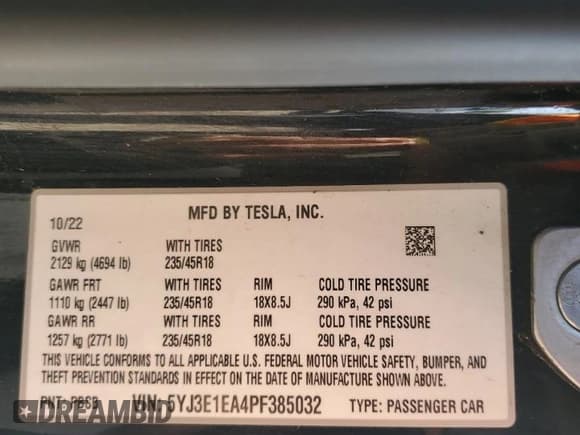 ✅ 2023 Tesla Model 3 • VIN: 5YJ3E1EA4PF385032 • Lot: 51714665. Wystawiony na Copart z przebiegiem 42 847 mil. Bezpłatny archiwum sprzedaży aukcyjnych z USA i szczegółowy raport historii pojazdu na DreamBid. Zdjęcie 14.