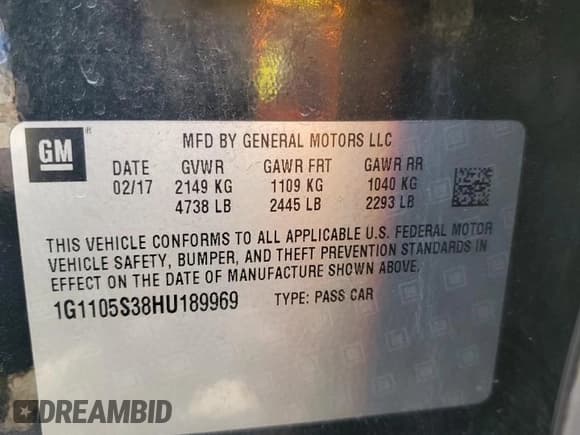 ✅ 2017 Chevrolet Impala LT • VIN: 1G1105S38HU189969 • Лот: 72410664. Опубликован ранее на Copart с пробегом 151 779 миль. Бесплатный доступ к архиву аукционных продаж из США и подробный отчёт об истории автомобиля на DreamBid. Изображение 12.