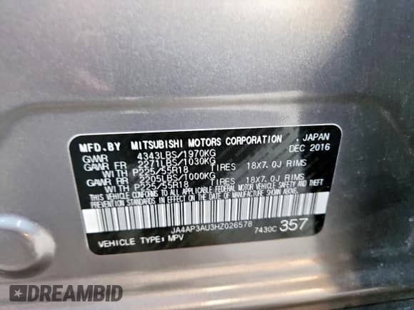 2017 Mitsubishi Outlander ES с VIN JA4AP3AU3HZ026578, выставлен на аукционе Copart как лот 82270955 с пробегом 170 673 миль миль и Списание • Salvage title. История ставок и продаж доступна на DreamBid. Изображение 13.