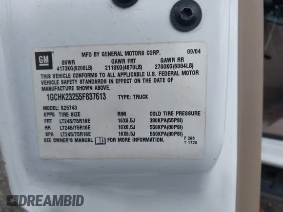 ✅ 2005 Chevrolet Silverado 2500HD LT • VIN: 1GCHK23255F837613 • Lot: 40803737. Wystawiony na IAAI z przebiegiem 166 626 mil. Bezpłatny archiwum sprzedaży aukcyjnych z USA i szczegółowy raport historii pojazdu na DreamBid. Zdjęcie 9.