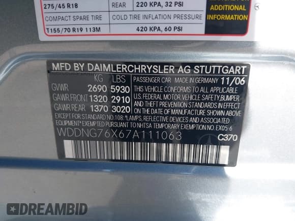 ✅ 2007 Mercedes-Benz S 600 • VIN: WDDNG76X67A111063 • Lot: 41602791. Wystawiony na IAAI z przebiegiem 139 408 mil. Bezpłatny archiwum sprzedaży aukcyjnych z USA i szczegółowy raport historii pojazdu na DreamBid. Zdjęcie 9.