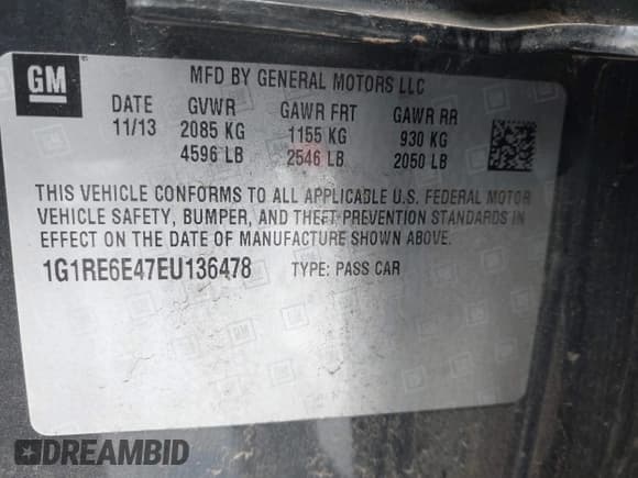 ✅ 2014 Chevrolet Volt • VIN: 1G1RE6E47EU136478 • Lot: 43315907. Wystawiony na IAAI z przebiegiem 129 417 mil. Bezpłatny archiwum sprzedaży aukcyjnych z USA i szczegółowy raport historii pojazdu na DreamBid. Zdjęcie 9.