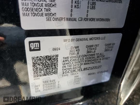 ✅ 2025 Chevrolet Silverado 1500 High Country • VIN: 1GCUKJEL8SZ123127 • Lot: 63738765. Listed on Copart with 17,432 mi. Free auction sales archive from the USA and detailed vehicle history report at DreamBid. Image 12.