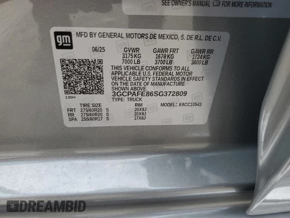 ✅ 2025 Chevrolet Silverado 1500 • VIN: 3GCPAFE86SG372809 • Лот: 80933625. Опубликован ранее на Copart с пробегом Не указан. Бесплатный доступ к архиву аукционных продаж из США и подробный отчёт об истории автомобиля на DreamBid. Изображение 12.