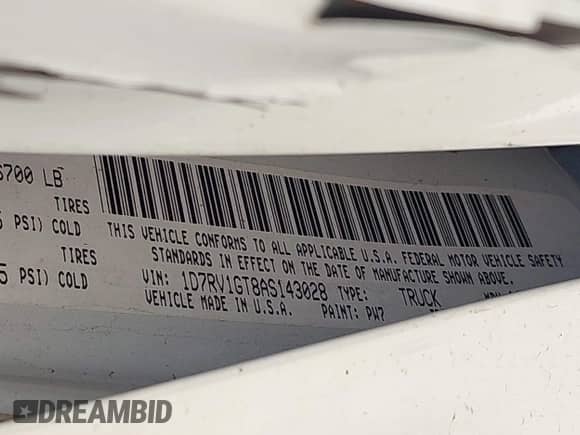 2010 Dodge 1500 Laramie с VIN 1D7RV1GT8AS143028, выставлен на аукционе IAAI как лот 42814344 с пробегом Не указан миль и . История ставок и продаж доступна на DreamBid. Изображение 9.