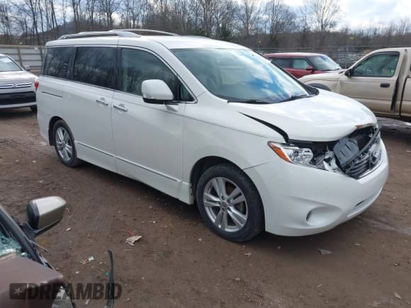 ✅ 2012 Nissan Quest S • VIN: JN8AE2KP7C9030287 • Lot: 41419416. Listed on IAAI with 140,445 mi. Free auction sales archive from the USA and detailed vehicle history report at DreamBid. Image 1.
