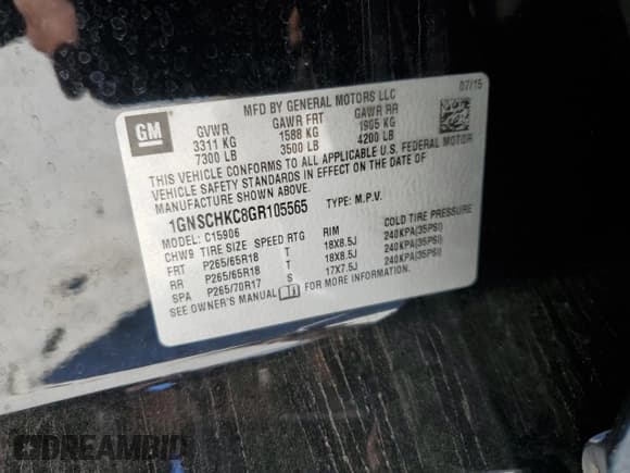 ✅ 2016 Chevrolet Suburban LT • VIN: 1GNSCHKC8GR105565 • Lot: 73839894. Wystawiony na Copart z przebiegiem 223 882 mil. Bezpłatny archiwum sprzedaży aukcyjnych z USA i szczegółowy raport historii pojazdu na DreamBid. Zdjęcie 13.