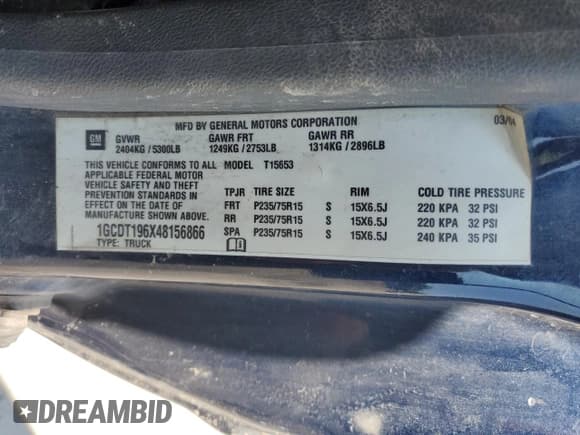 ✅ 2004 Chevrolet Colorado LS Z85 • VIN: 1GCDT196X48156866 • Лот: 61406364. Опубликован ранее на Copart с пробегом 216 796 миль. Бесплатный доступ к архиву аукционных продаж из США и подробный отчёт об истории автомобиля на DreamBid. Изображение 12.