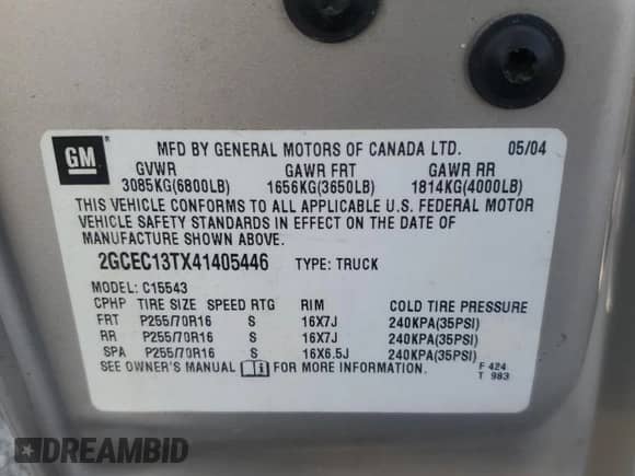 ✅ 2004 Chevrolet Silverado 1500 LS • VIN: 2GCEC13TX41405446 • Лот: 84387465. Опубликован ранее на Copart с пробегом 150 655 миль. Бесплатный доступ к архиву аукционных продаж из США и подробный отчёт об истории автомобиля на DreamBid. Изображение 12.