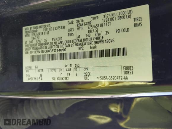 ✅ 2016 Ford F-150 XLT • VIN: 1FTEW1EG9GFD14690 • Lot: 41984532. Wystawiony na IAAI z przebiegiem 119 364 mil. Bezpłatny archiwum sprzedaży aukcyjnych z USA i szczegółowy raport historii pojazdu na DreamBid. Zdjęcie 9.