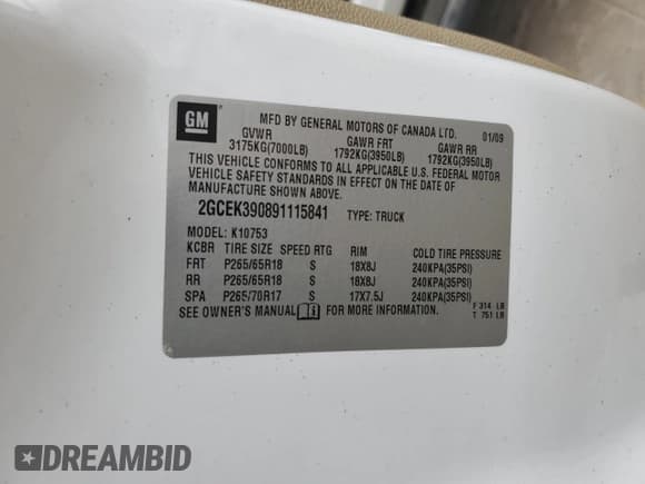 ✅ 2009 Chevrolet Silverado 1500 • VIN: 2GCEK390891115841 • Lot: 63122295. Wystawiony na Copart z przebiegiem 260 620 mil. Bezpłatny archiwum sprzedaży aukcyjnych z USA i szczegółowy raport historii pojazdu na DreamBid. Zdjęcie 12.