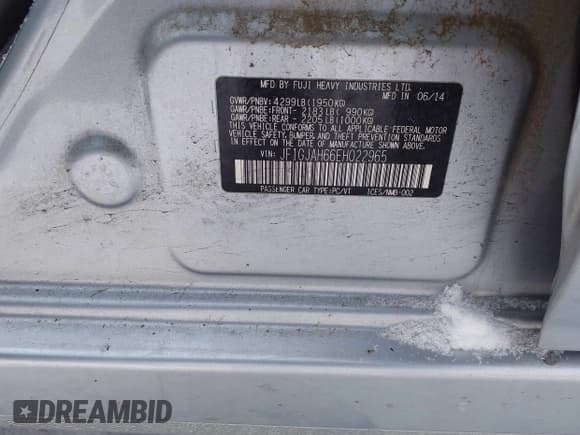 ✅ 2014 Subaru Impreza Limited • VIN: JF1GJAH66EH022965 • Lot: 41612932. Wystawiony na IAAI z przebiegiem 104 348 mil. Bezpłatny archiwum sprzedaży aukcyjnych z USA i szczegółowy raport historii pojazdu na DreamBid. Zdjęcie 9.