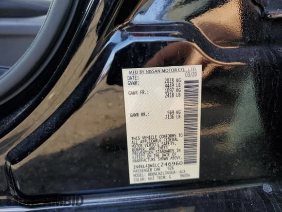 ✅ 2020 Nissan Altima SV • VIN: 1N4BL4DW1LC246960 • Lot: 44304295. Listed on Copart with 91,911 mi. Free auction sales archive from the USA and detailed vehicle history report at DreamBid. Image 12.