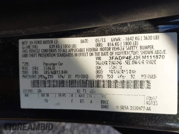 ✅ 2014 Ford Fiesta SE • VIN: 3FADP4EJ3EM111870 • Lot: 43638767. Wystawiony na IAAI z przebiegiem 222 713 mil. Bezpłatny archiwum sprzedaży aukcyjnych z USA i szczegółowy raport historii pojazdu na DreamBid. Zdjęcie 9.