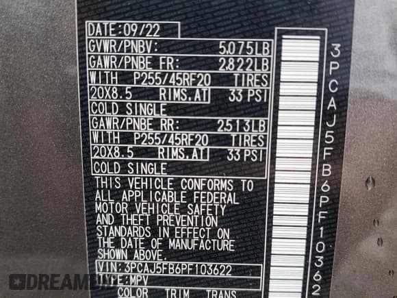 ✅ 2023 Infiniti QX50 Sport • VIN: 3PCAJ5FB6PF103622 • Lot: 66387135. Listed on Copart with 10,734 mi. Free auction sales archive from the USA and detailed vehicle history report at DreamBid. Image 12.