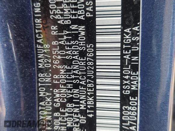 ✅ 2018 Toyota Avalon XLE • VIN: 4T1BK1EB7JU287605 • Lot: 84881355. Wystawiony na Copart z przebiegiem Nie podano. Bezpłatny archiwum sprzedaży aukcyjnych z USA i szczegółowy raport historii pojazdu na DreamBid. Zdjęcie 12.