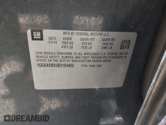 ✅ 2014 Cadillac ATS Standard RWD • VIN: 1G6AA5RX9E0164422 • Lot: 42568568. Wystawiony na IAAI z przebiegiem 72 173 mil. Bezpłatny archiwum sprzedaży aukcyjnych z USA i szczegółowy raport historii pojazdu na DreamBid. Zdjęcie 9.