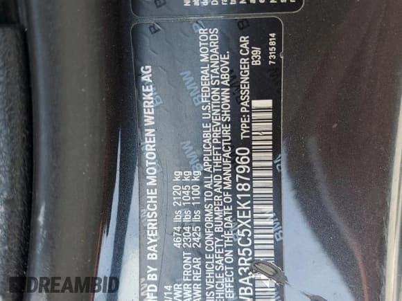 ✅ 2014 BMW 4 Series 435i xDrive • VIN: WBA3R5C5XEK187960 • Lot: 53506035. Listed on Copart with 79,468 mi. Free auction sales archive from the USA and detailed vehicle history report at DreamBid. Image 13.