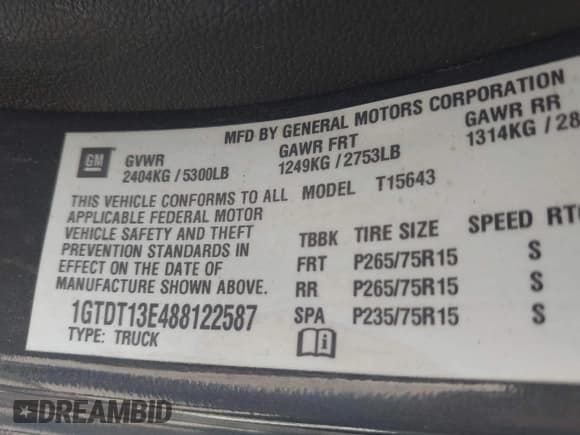 ✅ 2008 GMC Canyon SLE2 • VIN: 1GTDT13E488122587 • Лот: 42526178. Опубликован ранее на IAAI с пробегом 131 115 миль. Бесплатный доступ к архиву аукционных продаж из США и подробный отчёт об истории автомобиля на DreamBid. Изображение 9.