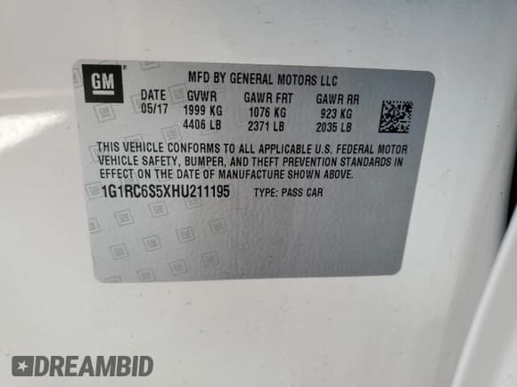 ✅ 2017 Chevrolet Volt LT • VIN: 1G1RC6S5XHU211195 • Lot: 68105504. Wystawiony na Copart z przebiegiem 83 614 mil. Bezpłatny archiwum sprzedaży aukcyjnych z USA i szczegółowy raport historii pojazdu na DreamBid. Zdjęcie 12.