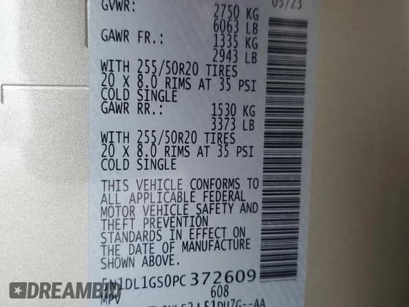 ✅ 2023 Infiniti QX60 Sensory • VIN: 5N1DL1GS0PC372609 • Lot: 81985665. Listed on Copart with 13,960 mi. Free auction sales archive from the USA and detailed vehicle history report at DreamBid. Image 13.