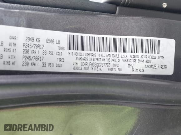 ✅ 2019 Jeep Grand Cherokee Upland • VIN: 1C4RJFAG3KC767765 • Lot: 42513815. Listed on IAAI with 107,917 mi. Free auction sales archive from the USA and detailed vehicle history report at DreamBid. Image 9.