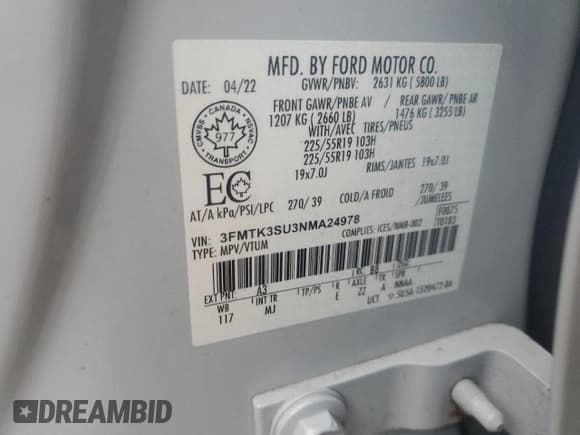 ✅ 2022 Ford Mustang Mach-E Premium • VIN: 3FMTK3SU3NMA24978 • Lot: 85527015. Listed on Copart with 163,218 mi. Free auction sales archive from the USA and detailed vehicle history report at DreamBid. Image 13.