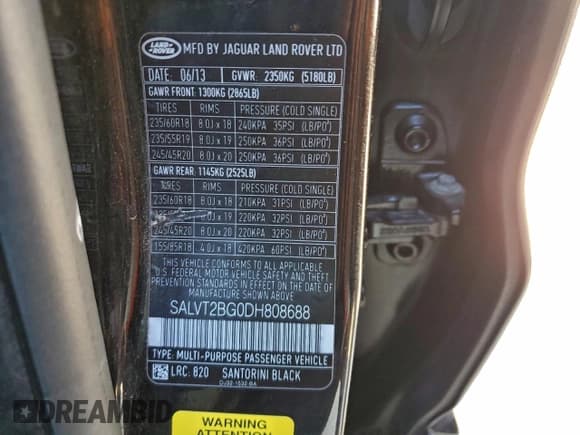 ✅ 2013 Land Rover Range Rover Evoque Dynamic Premium • VIN: SALVT2BG0DH808688 • Лот: 94733425. Опубликован ранее на Copart с пробегом 127 105 миль. Бесплатный доступ к архиву аукционных продаж из США и подробный отчёт об истории автомобиля на DreamBid. Изображение 12.