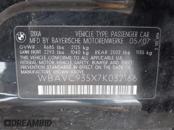 ✅ 2007 BMW 3 Series 328xi • VIN: WBAVC935X7K032166 • Лот: 41970432. Опубликован ранее на IAAI с пробегом Не указан. Бесплатный доступ к архиву аукционных продаж из США и подробный отчёт об истории автомобиля на DreamBid. Изображение 9.