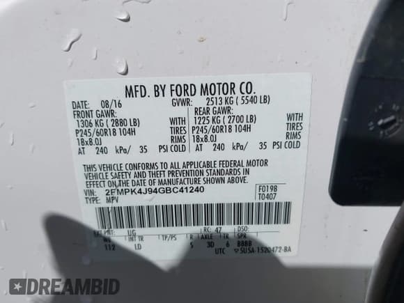 ✅ 2016 Ford Edge SEL • VIN: 2FMPK4J94GBC41240 • Лот: 43437722. Опубликован ранее на IAAI с пробегом 49 145 миль. Бесплатный доступ к архиву аукционных продаж из США и подробный отчёт об истории автомобиля на DreamBid. Изображение 9.