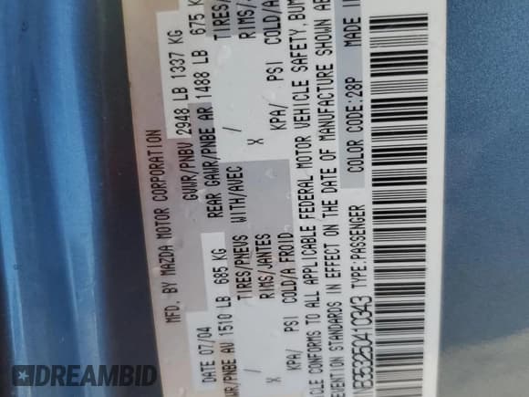 ✅ 2005 Mazda MX-5 Miata Cloth • VIN: JM1NB353250410343 • Лот: 73766474. Опубликован ранее на Copart с пробегом Не указан. Бесплатный доступ к архиву аукционных продаж из США и подробный отчёт об истории автомобиля на DreamBid. Изображение 13.