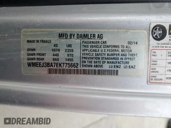 ✅ 2014 Smart fortwo Pure • VIN: WMEEJ3BA7EK775662 • Лот: 71088535. Опубликован ранее на Copart с пробегом Не указан. Бесплатный доступ к архиву аукционных продаж из США и подробный отчёт об истории автомобиля на DreamBid. Изображение 12.