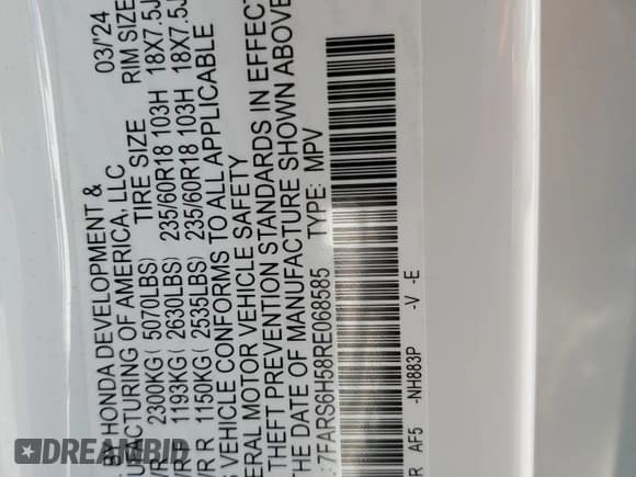 ✅ 2024 Honda CR-V Sport • VIN: 7FARS6H58RE068585 • Лот: 89434575. Опубликован ранее на Copart с пробегом 11 010 миль. Бесплатный доступ к архиву аукционных продаж из США и подробный отчёт об истории автомобиля на DreamBid. Изображение 13.