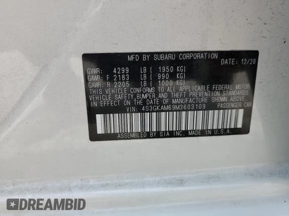 ✅ 2021 Subaru Impreza Special Sports • VIN: 4S3GKAM69M3603109 • Lot: 50830705. Listed on Copart with 23,198 mi. Free auction sales archive from the USA and detailed vehicle history report at DreamBid. Image 12.