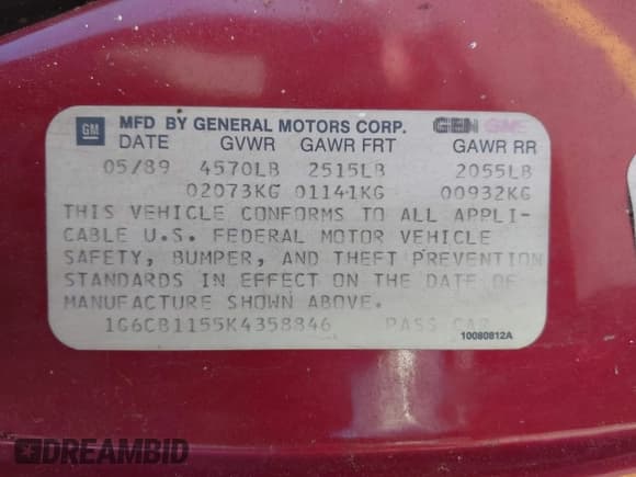 ✅ 1989 Cadillac LYRIQ • VIN: 1G6CB1155K4358846 • Лот: 41959745. Опубликован ранее на IAAI с пробегом 214 660 миль. Бесплатный доступ к архиву аукционных продаж из США и подробный отчёт об истории автомобиля на DreamBid. Изображение 9.