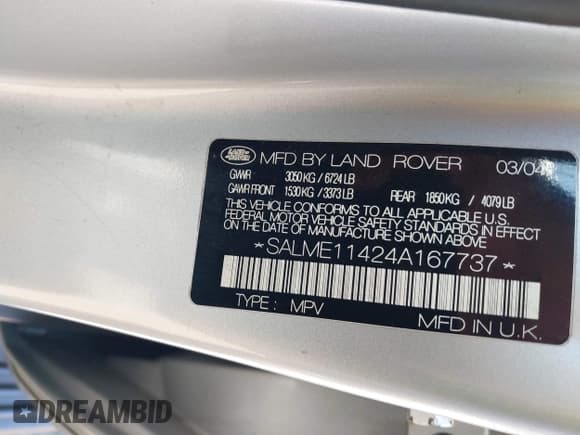 ✅ 2004 Land Rover Range Rover HSE • VIN: SALME11424A167737 • Lot: 42720331. Wystawiony na IAAI z przebiegiem 145 422 mil. Bezpłatny archiwum sprzedaży aukcyjnych z USA i szczegółowy raport historii pojazdu na DreamBid. Zdjęcie 9.