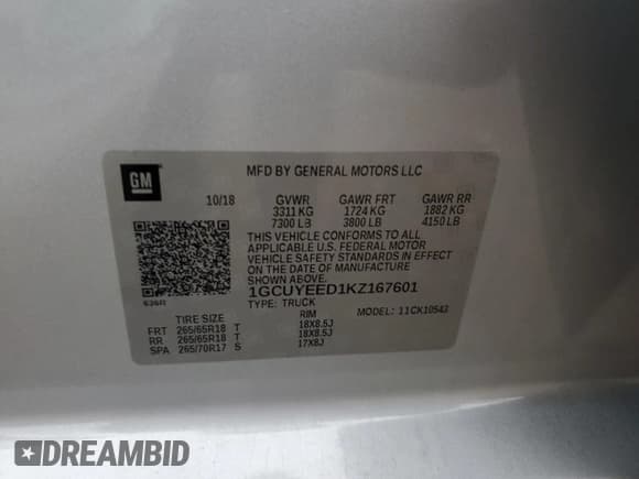 ✅ 2019 Chevrolet Silverado 1500 RST • VIN: 1GCUYEED1KZ167601 • Lot: 86436325. Listed on Copart with 42,961 mi. Free auction sales archive from the USA and detailed vehicle history report at DreamBid. Image 12.