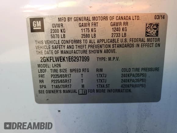 ✅ 2014 GMC Terrain SLE • VIN: 2GKFLWEK1E6297099 • Lot: 85544585. Listed on Copart with 159,743 mi. Free auction sales archive from the USA and detailed vehicle history report at DreamBid. Image 13.