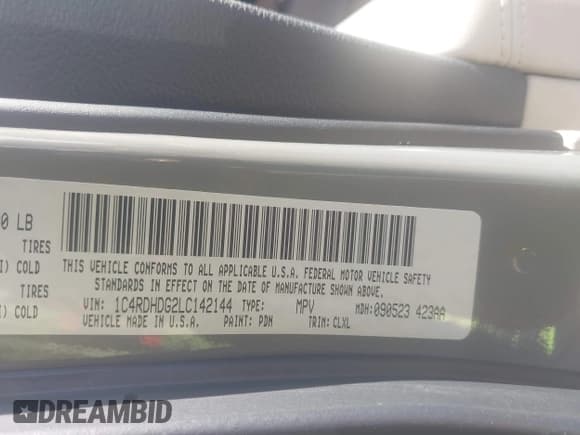 ✅ 2020 Dodge Durango GT • VIN: 1C4RDHDG2LC142144 • Lot: 43478547. Listed on IAAI with 114,656 mi. Free auction sales archive from the USA and detailed vehicle history report at DreamBid. Image 9.