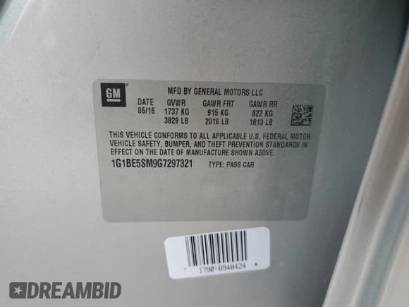 ✅ 2016 Chevrolet Cruze LT • VIN: 1G1BE5SM9G7297321 • Lot: 70029385. Wystawiony na Copart z przebiegiem 135 441 mil. Bezpłatny archiwum sprzedaży aukcyjnych z USA i szczegółowy raport historii pojazdu na DreamBid. Zdjęcie 12.