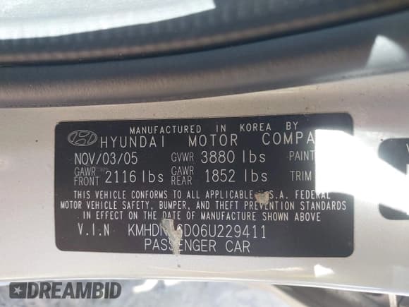 ✅ 2006 Hyundai Elantra GLS • VIN: KMHDN46D06U229411 • Lot: 41828932. Wystawiony na IAAI z przebiegiem 48 455 mil. Bezpłatny archiwum sprzedaży aukcyjnych z USA i szczegółowy raport historii pojazdu na DreamBid. Zdjęcie 9.