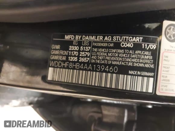 ✅ 2010 Mercedes-Benz E 350 Luxury • VIN: WDDHF8HB4AA139460 • Lot: 41660000. Listed on IAAI with 147,782 mi. Free auction sales archive from the USA and detailed vehicle history report at DreamBid. Image 9.