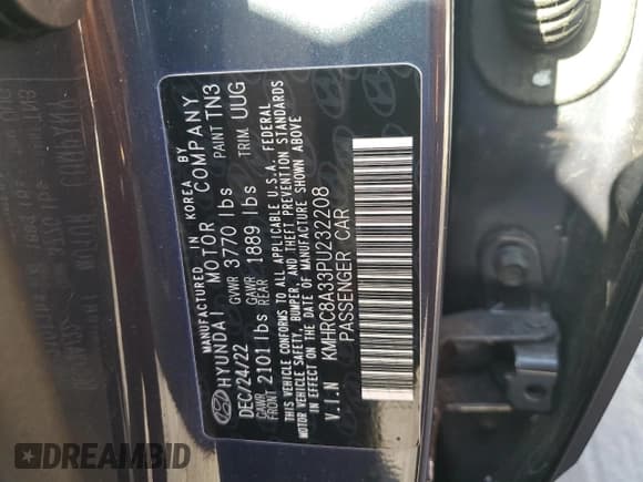 ✅ 2023 Hyundai Venue Limited • VIN: KMHRC8A33PU232208 • Lot: 82447145. Listed on Copart with 37,931 mi. Free auction sales archive from the USA and detailed vehicle history report at DreamBid. Image 13.