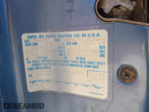 ✅ 1987 Ford Ranger • VIN: 1FTCR15T5HPB40124 • Lot: 42177557. Listed on IAAI with 7,957 mi. Free auction sales archive from the USA and detailed vehicle history report at DreamBid. Image 8.