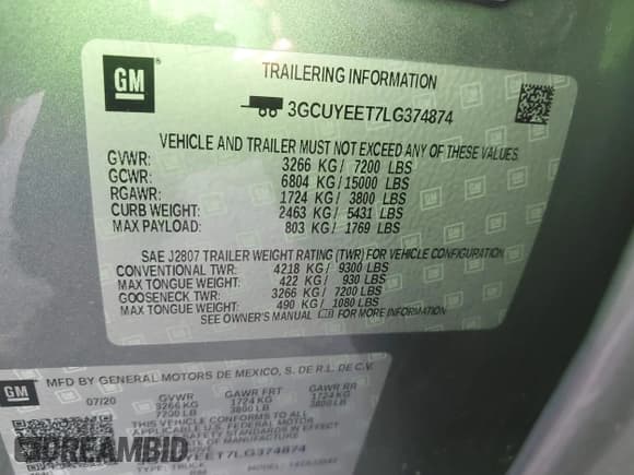 ✅ 2020 Chevrolet Silverado 1500 RST • VIN: 3GCUYEET7LG374874 • Lot: 41751044. Listed on IAAI with 108,814 mi. Free auction sales archive from the USA and detailed vehicle history report at DreamBid. Image 9.