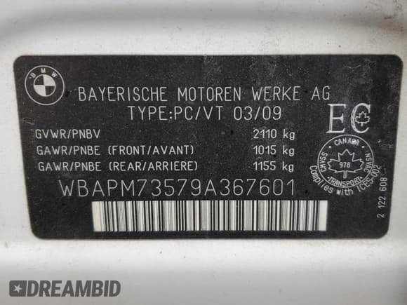 ✅ 2009 BMW 3 Series 335i • VIN: WBAPM73579A367601 • Lot: 52241365. Listed on Copart with Not provided. Free auction sales archive from the USA and detailed vehicle history report at DreamBid. Image 13.