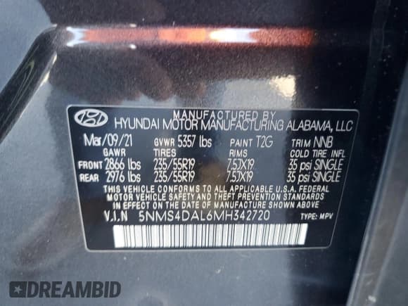 ✅ 2021 Hyundai Santa Fe Limited • VIN: 5NMS4DAL6MH342720 • Lot: 87048265. Wystawiony na Copart z przebiegiem 41 136 mil. Bezpłatny archiwum sprzedaży aukcyjnych z USA i szczegółowy raport historii pojazdu na DreamBid. Zdjęcie 14.