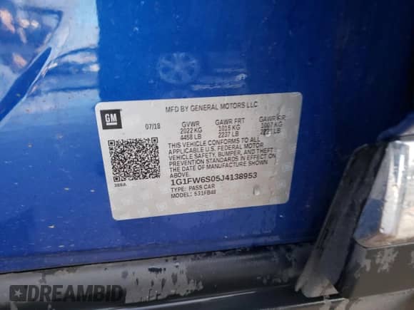 2018 Chevrolet Bolt EV LT z VIN 1G1FW6S05J4138953, wystawiony jako Copart lot #81003123 z przebiegiem 60 154 mil mil oraz . Historia ofert i sprzedaży dostępna na DreamBid. Obrazek 14.