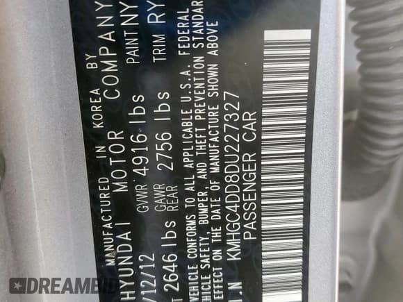 ✅ 2013 Hyundai Genesis 3.8L • VIN: KMHGC4DD8DU227327 • Lot: 61156535. Wystawiony na Copart z przebiegiem 78 659 mil. Bezpłatny archiwum sprzedaży aukcyjnych z USA i szczegółowy raport historii pojazdu na DreamBid. Zdjęcie 12.